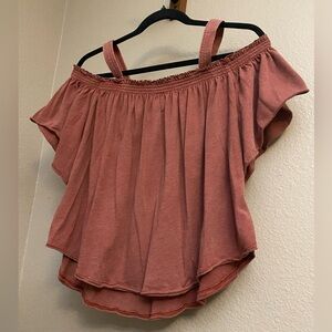 We The Free Off-Shoulder Blouse in Terracotta